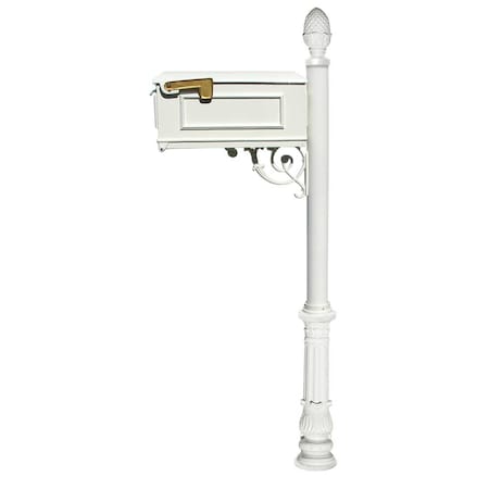 Qualarc Mailbox w/ornate base and pineapple finial LM-703-LPST-WHT